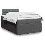 Pat box spring cu saltea, gri închis, 120×200 cm, textil