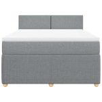 Pat box spring cu saltea, gri deschis, 140×190 cm, textil