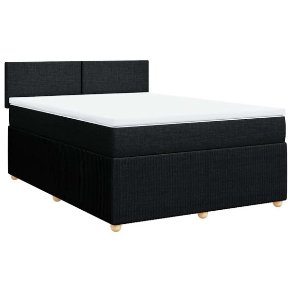 Pat box spring cu saltea, negru, 140×190 cm, textil