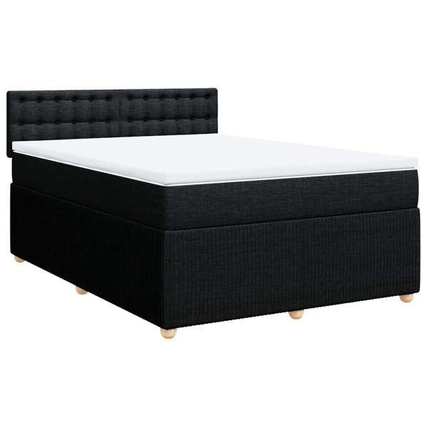 Pat box spring cu saltea, negru, 140×190 cm, textil