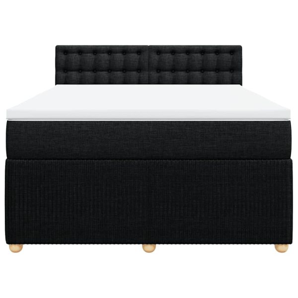 Pat box spring cu saltea, negru, 140×190 cm, textil