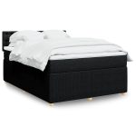Pat box spring cu saltea, negru, 140×190 cm, textil
