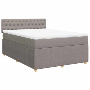 Pat continental cu saltea gri taupe 140×200 cm material textil