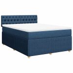 Pat continental cu saltea, albastru, 140x200cm, material textil
