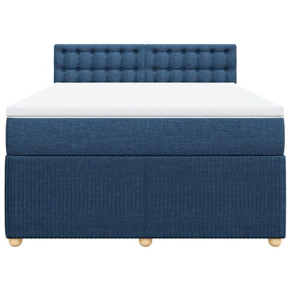 Pat continental cu saltea, albastru, 140x200cm, material textil