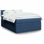 Pat continental cu saltea, albastru, 140x200cm, material textil