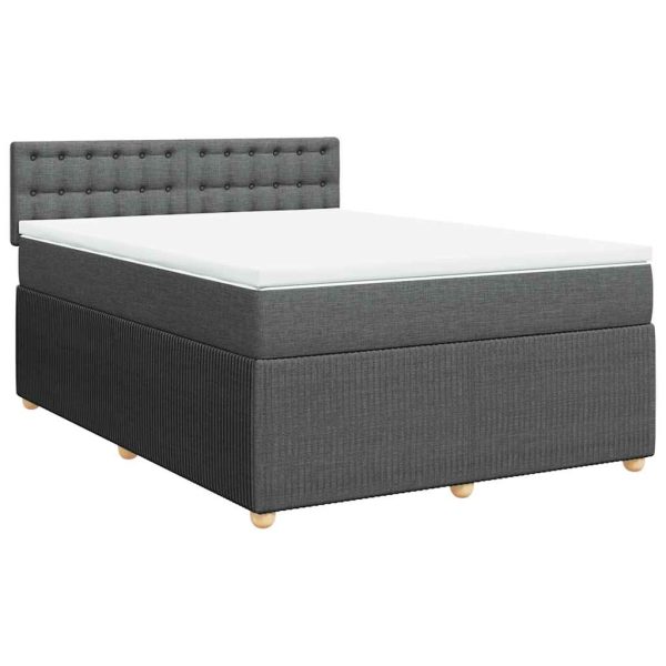 Pat continental cu saltea, gri închis, 160×200 cm, țesătură