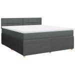 Pat box spring cu saltea, gri închis, 180×200 cm, textil