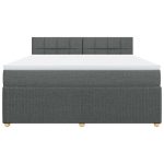 Pat box spring cu saltea, gri închis, 180×200 cm, textil