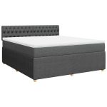 Pat box spring cu saltea, gri închis, 180×200 cm, textil