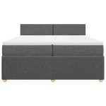 Pat box spring cu saltea, gri închis, 200×200 cm, textil