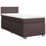 Pat box spring cu saltea, maro închis, 80×200 cm, textil