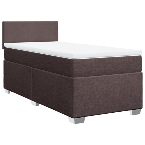 Pat box spring cu saltea, maro închis, 80×200 cm, textil