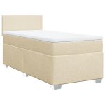 Pat box spring cu saltea, crem, 80×200 cm, textil