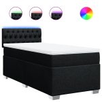 Pat box spring cu saltea, negru, 80×200 cm, textil