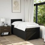 Pat box spring cu saltea, negru, 80×200 cm, textil