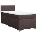 Pat box spring cu saltea, maro închis, 100×200 cm, textil