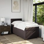 Pat box spring cu saltea, maro închis, 100×200 cm, textil