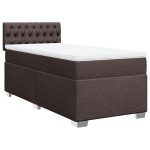 Pat box spring cu saltea, maro închis, 100×200 cm, textil