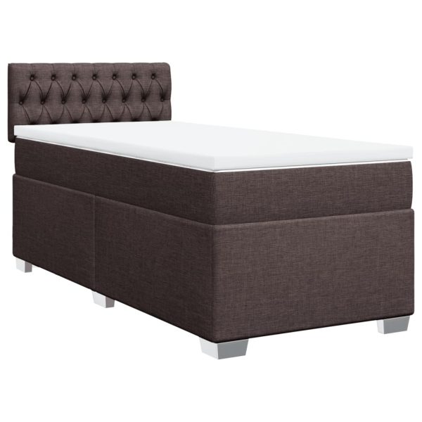 Pat box spring cu saltea, maro închis, 100×200 cm, textil