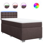 Pat box spring cu saltea, maro închis, 100×200 cm, textil