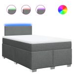 Pat box spring cu saltea, gri închis, 120×190 cm, textil