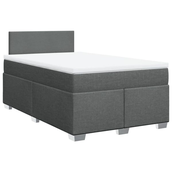 Pat box spring cu saltea, gri închis, 120×190 cm, textil