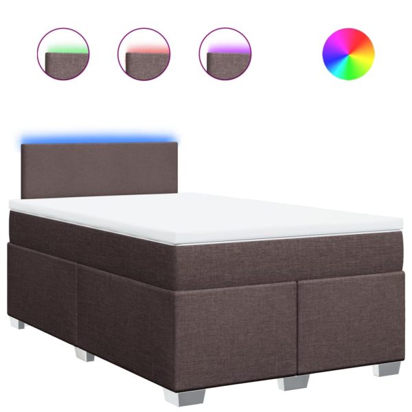 Pat box spring cu saltea, maro închis, 120×190 cm, textil