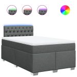 Pat box spring cu saltea, gri închis, 120×190 cm, textil
