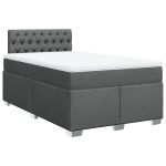 Pat box spring cu saltea, gri închis, 120×200 cm, textil