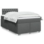 Pat box spring cu saltea, gri închis, 120×200 cm, textil