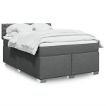 Pat box spring cu saltea, gri închis, 140×200 cm, textil