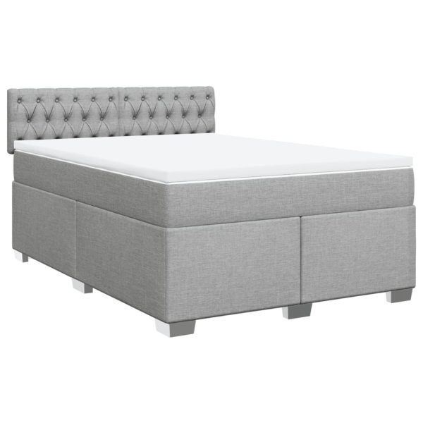 Pat continental cu saltea, gri deschis, 160×200 cm, textil