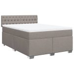 Pat box spring cu saltea, gri taupe, 160×200 cm material textil