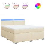 Pat continental cu saltea, crem, 180×200 cm, textil