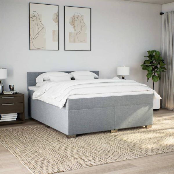 Pat continental, gri deschis, 180×200 cm, material textil