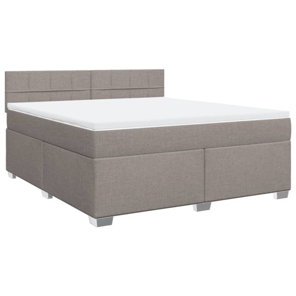 Pat continental cu saltea, gri taupe, 180×200 cm, textil