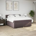 Pat continental cu saltea maro închis 180x200cm material textil
