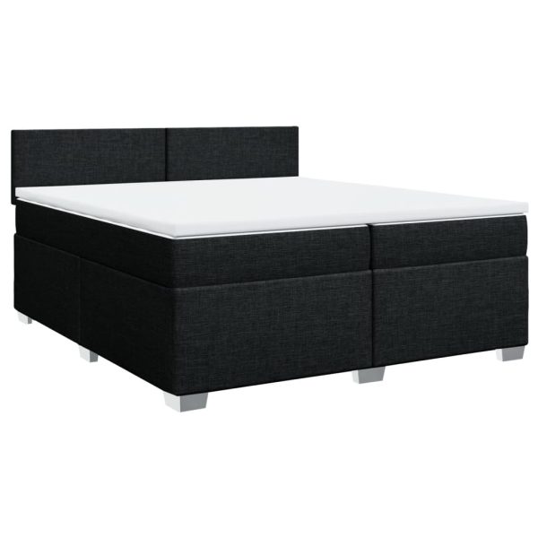 Pat box spring cu saltea, negru, 200×200 cm, textil