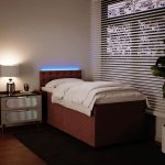Pat box spring cu saltea, roz, 80×200 cm, catifea
