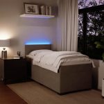 Pat box spring cu saltea, gri deschis, 100×200 cm, catifea