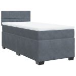 Pat box spring cu saltea, gri închis, 100×200 cm, catifea