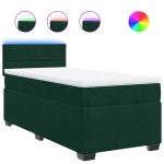 Pat box spring cu saltea, verde închis, 100×200 cm, catifea