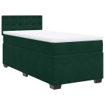 Pat box spring cu saltea, verde închis, 100×200 cm, catifea