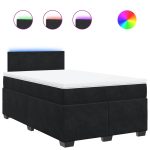 Pat box spring cu saltea, negru, 120×190 cm, catifea