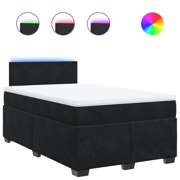 Pat box spring cu saltea, negru, 120×190 cm, catifea