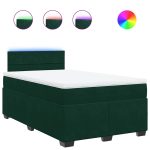 Pat box spring cu saltea, verde închis, 120×190 cm, catifea