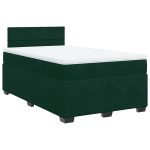 Pat box spring cu saltea, verde închis, 120×190 cm, catifea