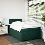 Pat box spring cu saltea, verde închis, 120×190 cm, catifea