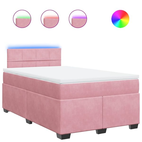 Pat box spring cu saltea, negru, 120×190 cm, catifea